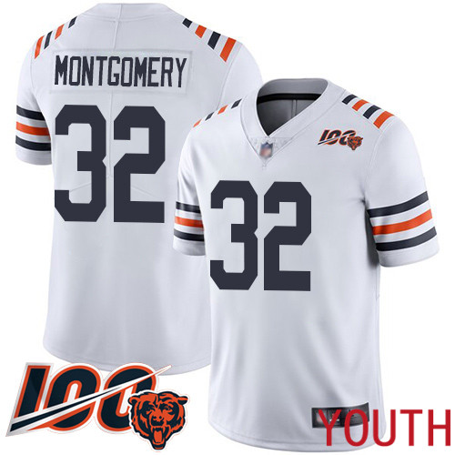 Chicago Bears Limited White Youth David Montgomery Jersey NFL Football #32 100th Season